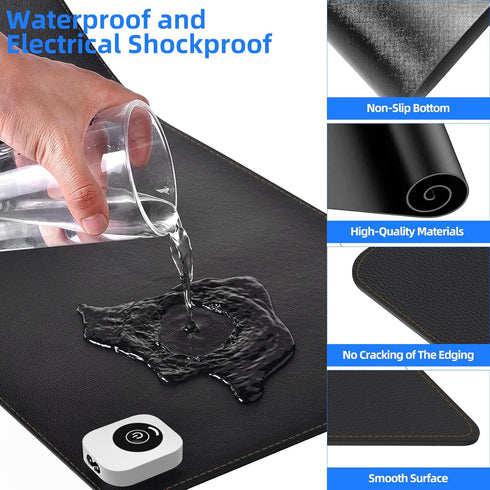 Heated Desk Pad Mouse Pad - 31.5 x 13 inch Warm Desk Mat with 3 Heating Levels & Auto Shut-Off (Dull Black)
