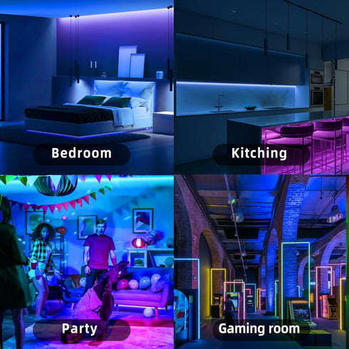 Ledagic 60ft 540Leds 60 Led Lights for Bedroom Music Sync Color Changing Led Strip Lights with Key Remote and App
