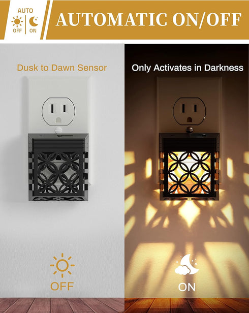 DORESshop Plug in Night Light with Dusk to Dawn Sensor, Adjustable Brightness, Soft White 3000K, 1 Pack