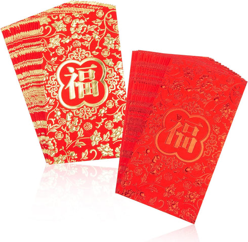 VGOODALL 36PCS Chinese New Year Red Envelopes, 2024 Dragon Year Hong Bao Packet, 6.6x3.5 Inch for Wedding Birthday