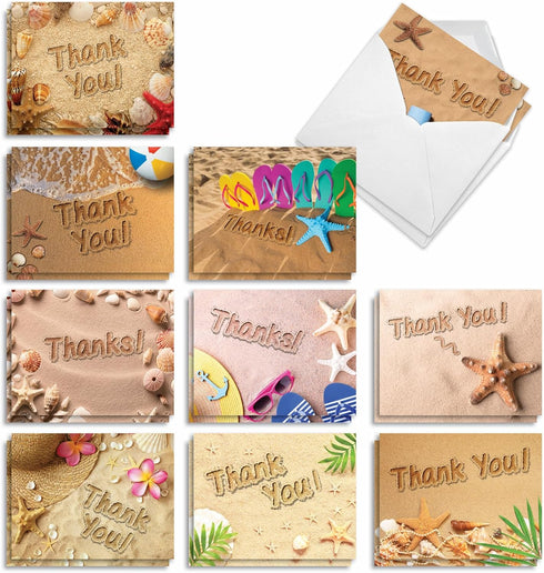 The Best Card Company 20 Boxed Thank You Cards (4 x 5.12 Inch) - Assorted Stationery Set (10 Designs, 2 Each)