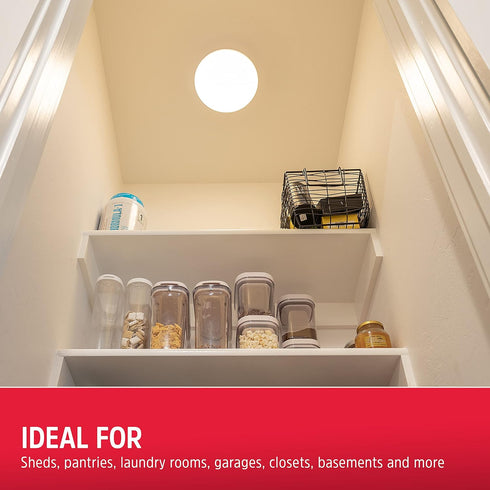 300 Closets, 58823-T1 Energizer LED Ceiling Light Fixture, Battery Operated, Wireless Wall Switch Remote, Lumens