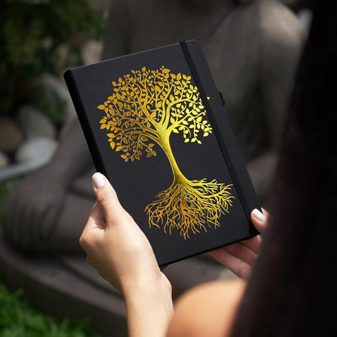 Veway Tree of Life Journal and Pen Gift Set - Vegan Leather A5 Hardcover Fancy Notebook with 224 Lined Pages