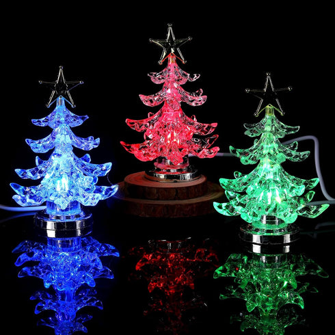 Glooglitter 8 Pcs LED Christmas Table Lights Lighted Tabletop Lights with USB Changing