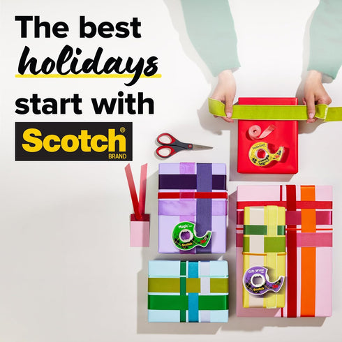 6 3/4 1000 Scotch Gift Wrap Tape with Desktop Dispenser, Rolls of in x in Each, Includes Desktop Tape Dispenser