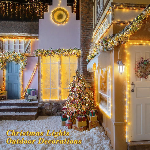 91.5ft 250 8 JMEXSUSS Connectable Warm White Christmas Lights Indoor Outdoor, LED Christmas String Lights, Modes