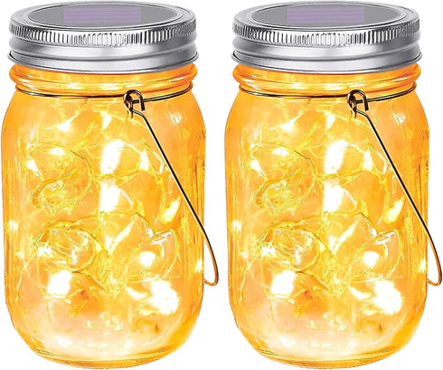 SteadyDoggie Solar Mason Jar Lights - Set of 2 Magical Patio Lights