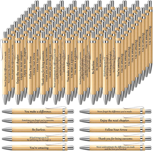 Teling 100 Pieces Motivational Pens - Bulk Inspirational Quotes Ballpoint Pens for Back to School Gifts, Black Ink