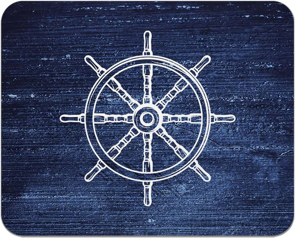 Trenstise Navy Blue Nautical Beach Mouse Pad for Desk, Vintage Coastal Boat Rudder