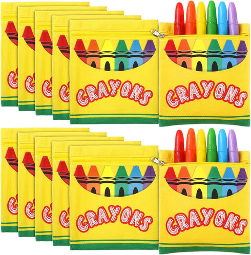 MotiMind 12 Pcs Crayon Storage Bags with Zipper for Classroom Crayon Organizer Dispenser