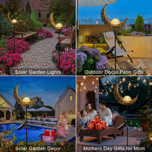 Homeimpro Moon Solar Lights Outdoor Garden Decor Gifts for Mom Women,Waterproof Stakes Yard Decorations for Lawn, Patio