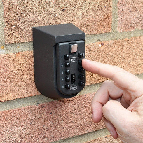Exterior Outdoor Waterproof Hide Wall Mounted Key Safe Box, Key Storage Lock Box (Black)