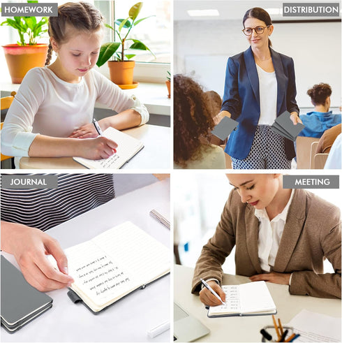 Feela 6 Pack Mini Pocket Notebooks, Cute Hardcover Memo Notepads with Pen Holder, 3.5”x 5.5”, Gray