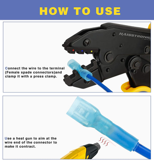 haisstronica 200PCS Heat Shrink Female Spade Connectors, 22-10 Gauge Electrical Spade Wire Connectors, Quick Disconnect