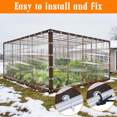 NNG 8x20ft Grommet, Clear Waterproof Tarps Heavy Duty Transparent Tarpaulins Clear Vinyl Tarps with Outdoor Transparent
