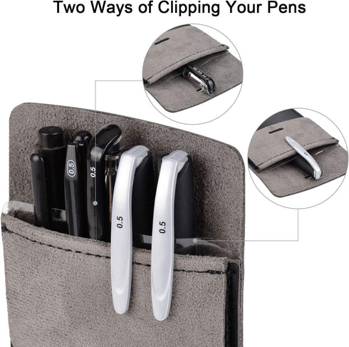 Cacturism Pocket Protector, 4 Pack Premium PU Leather Men Women Pen Holder Pouch Organizer for Shirts, Lab Coats, Pants