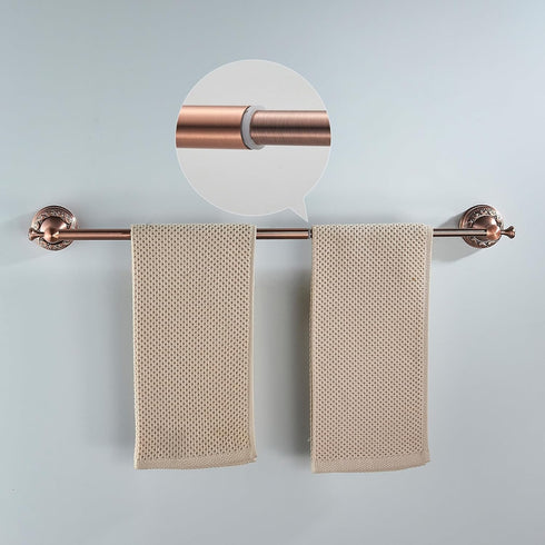 15.5 27.5 Inch Red Copper Towel Bar, Adjustable to Bath Towel Rack for Bathroom Towel Holder, Wall Mounted Black
