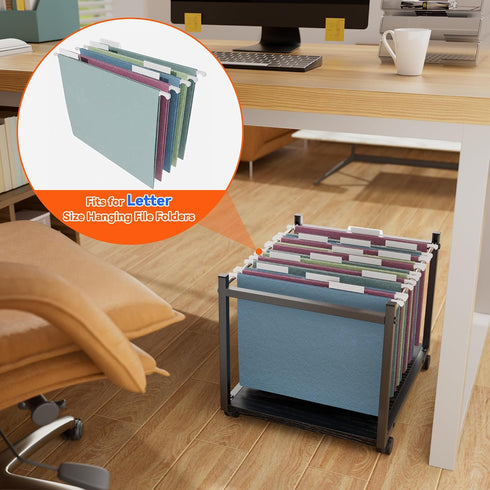 Aquzee Hanging File Organizer, Rolling File Cart with Wheels, File Folder Organizers for Desk, Home Office File