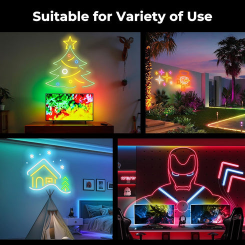 ANDOHAI 50FT IP67 LED Neon Rope Lights, Flexible Led Rope Lights Control with App/Remote, Outdoor RGB Color Changing