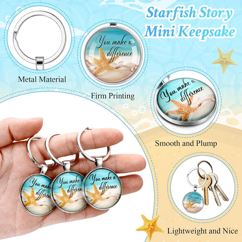 Sayglossy Bulk(30 Sets) Employee Appreciation Gifts Bulk Starfish Story Keychains You Make a Difference Ballpoint Pens