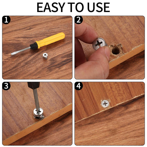 Cam Lock Nuts and Screws, 110 Pcs Cam Locks for Furniture Connecting Fittings, 3 in 1 Bolt Hardware Parts