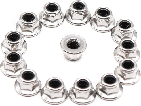 cSeao 30pcs M5 x 0.8mm Flanged Lock Nuts, 304 Stainless Steel, Bright Finish DIN6926