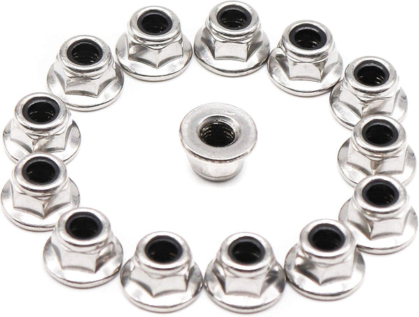 cSeao 30pcs M5 x 0.8mm Flanged Lock Nuts, 304 Stainless Steel, Bright Finish DIN6926