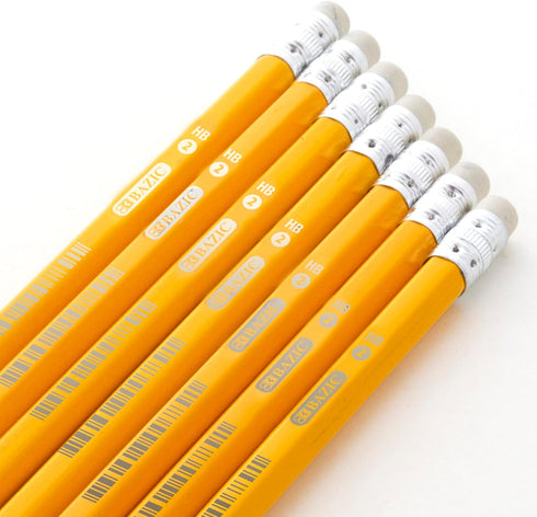 BAZIC #2 HB Pencils, Latex Free Eraser, Premium Wood Yellow Unsharpened Pencils for School and Office (12/Pack, 2-Packs)