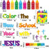 88Pcs Set BeYumi Color the New School Year with JESUS Christian Bulletin Board Colorful Crayons Cross Cutouts Border