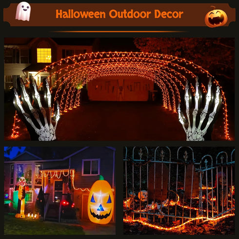 66 200 JMEXSUSS Orange Halloween Solar Lights, ft LED Rope Lights Outdoor Waterproof, PVC Tube Orange Christmas String