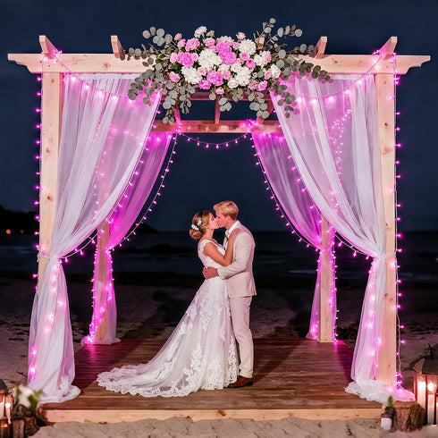 33ft 100 8 JMEXSUSS LED Pink Battery Operated Lights with Modes Remote, Pink String Lights Indoor Outdoor, Christmas