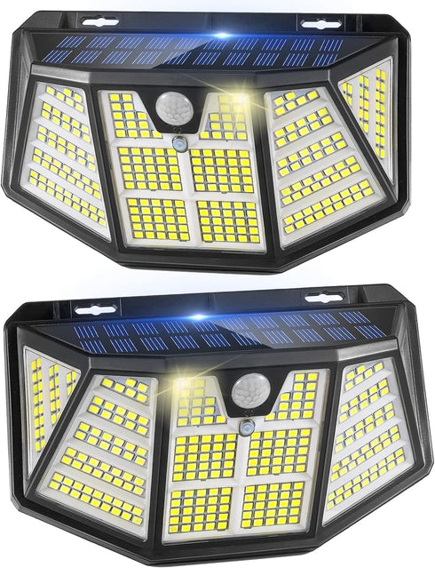 2 Pack Solar Light Outdoor, IP67 Waterproof 3 Light Modes High-Brightness 310LED Sensor Lights for Garden