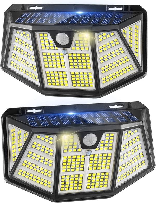 2 Pack Solar Light Outdoor, IP67 Waterproof 3 Light Modes High-Brightness 310LED Sensor Lights for Garden