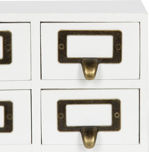 Kate and Laurel Apothecary Wood Desk Drawer Set, 9 Drawers, Rustic White