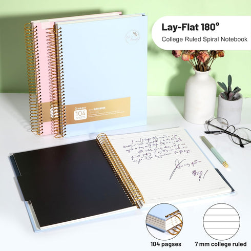 FLYING EAGLE College Ruled Spiral Notebook 8.5 X 11, 3 Subject Journal for Work and School