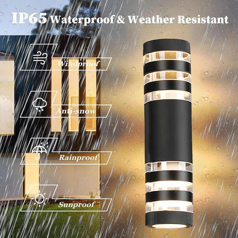 1Pack 15inch Lights,18W 4000K IP65 LED Cylinder Up & Down Wall Modern Outdoor Wall Light Day White Aluminum Body