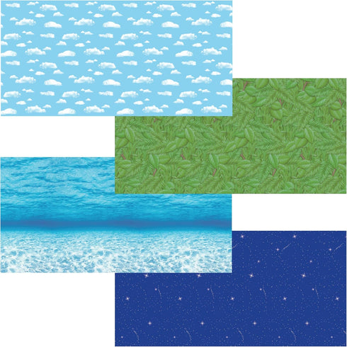 Fadeless Bulletin Board Paper, 48” x 12’, Fade-Resistant Nature Assortment, 4 Rolls for Classroom Decor