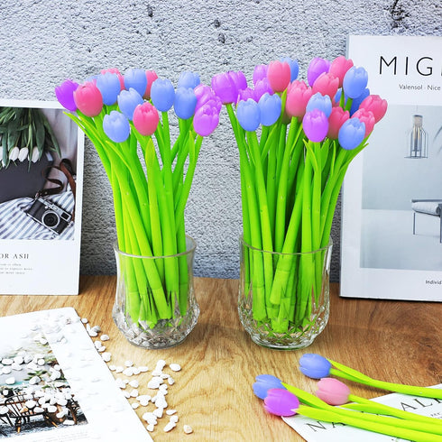 Zhehao 60 Pack Color Changing Flower Pens, Tulip Ballpoint Pens 0.38mm Black Ink for Kids Girls Birthday Supplies
