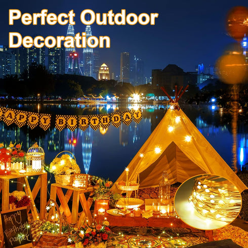 2 Pack Lights,16.4Ft 50LED BOLWEO Solar Powered String Lights, Solar Fairy Waterproof Wire Lighting for Indoor Outdoor