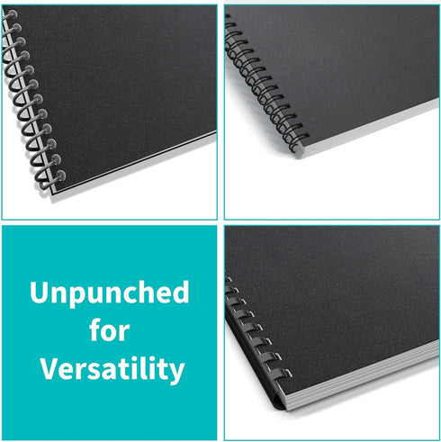 Binditek 100 Pack 12 Mil Sand-Textured Polycover, Plastic Binding Cover for Letter Size, Black