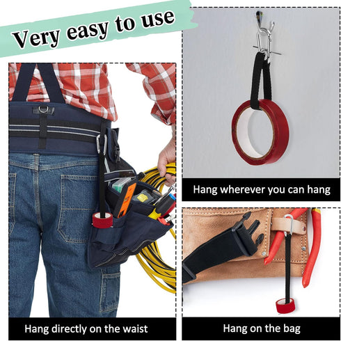 3 Pieces Tape Thong for Tool Belts, Electrical Tape Holder Strap, Black Polyester Electrical Contractor Tool Belt