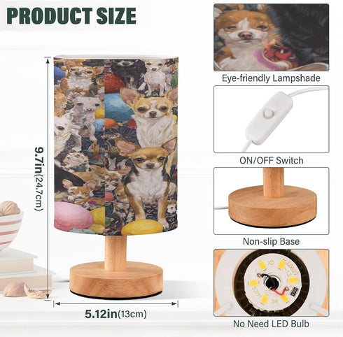Glaphy Chihuahuas Dogs and Balls Table Lamp Nightstand Lamp with USB Port Bedside Desk Lamps for Living Room Bedroom