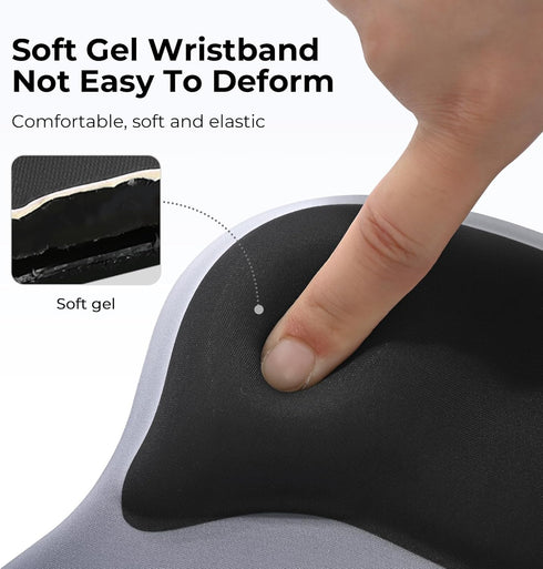 EooCoo Ergonomic Mouse Pad with Gel Wrist Rest Support Middle Concave Design, Relieve Wrist Pain Mousepad, Non-Slip