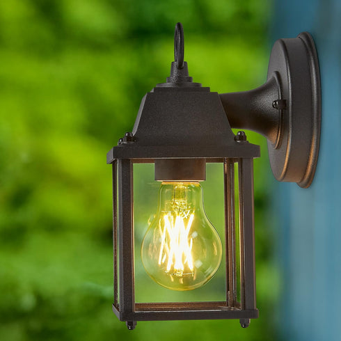 E26 Bulb Maxxima Porch Lantern Outdoor Wall Light with Clear Glass, Patio or Porch Sconce Fixture for Exterior