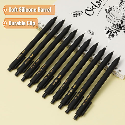 Mr. Pen Retractable Gel Pens, 10 Pack, Black Ink, Fine Point 0.5mm, Fast Dry, Cute Aesthetic Pens for Journaling