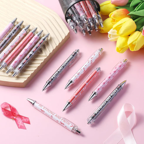 Yeaqee 48 Pcs Christmas Retractable Ballpoint Pens, Santa Claus Snowman Printing 1.0 mm Black Gel Ink for Kids Xmas