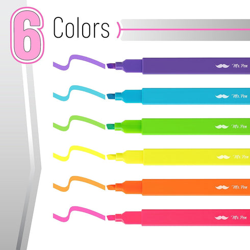 Mr. Pen Aesthetic Highlighters, 6pcs, Vibrant Colors, No Bleed Cute Highlighters for Bible Pages
