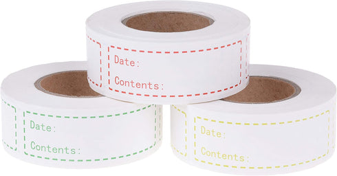 XGOOD 900 Pieces Removable Food Storage Labels, 3 Rolls (Red, Yellow, Green), 3x1in, Freezer & Refrigerator