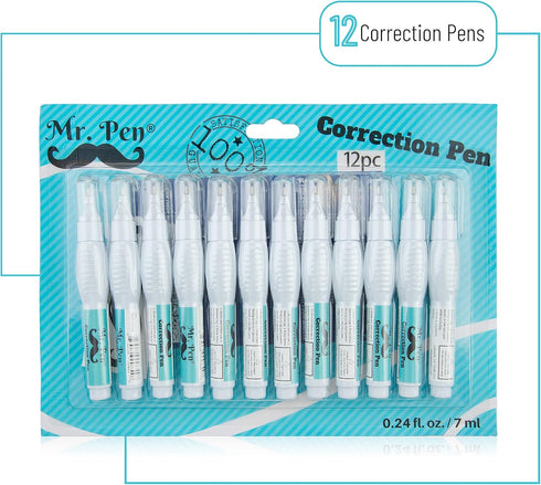 Mr. Pen Correction Pen, Correction Fluid, Pack of 12, White Correction Liquid for Back to School Supplies