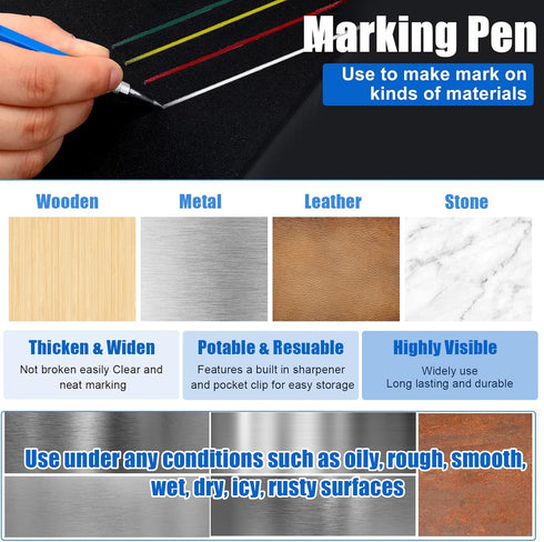 2 Pcs Welders Pencil with 48 PCS Round Refills, Mechanical Pencils for Metal Welding Marker, Tube Pipe Fitter